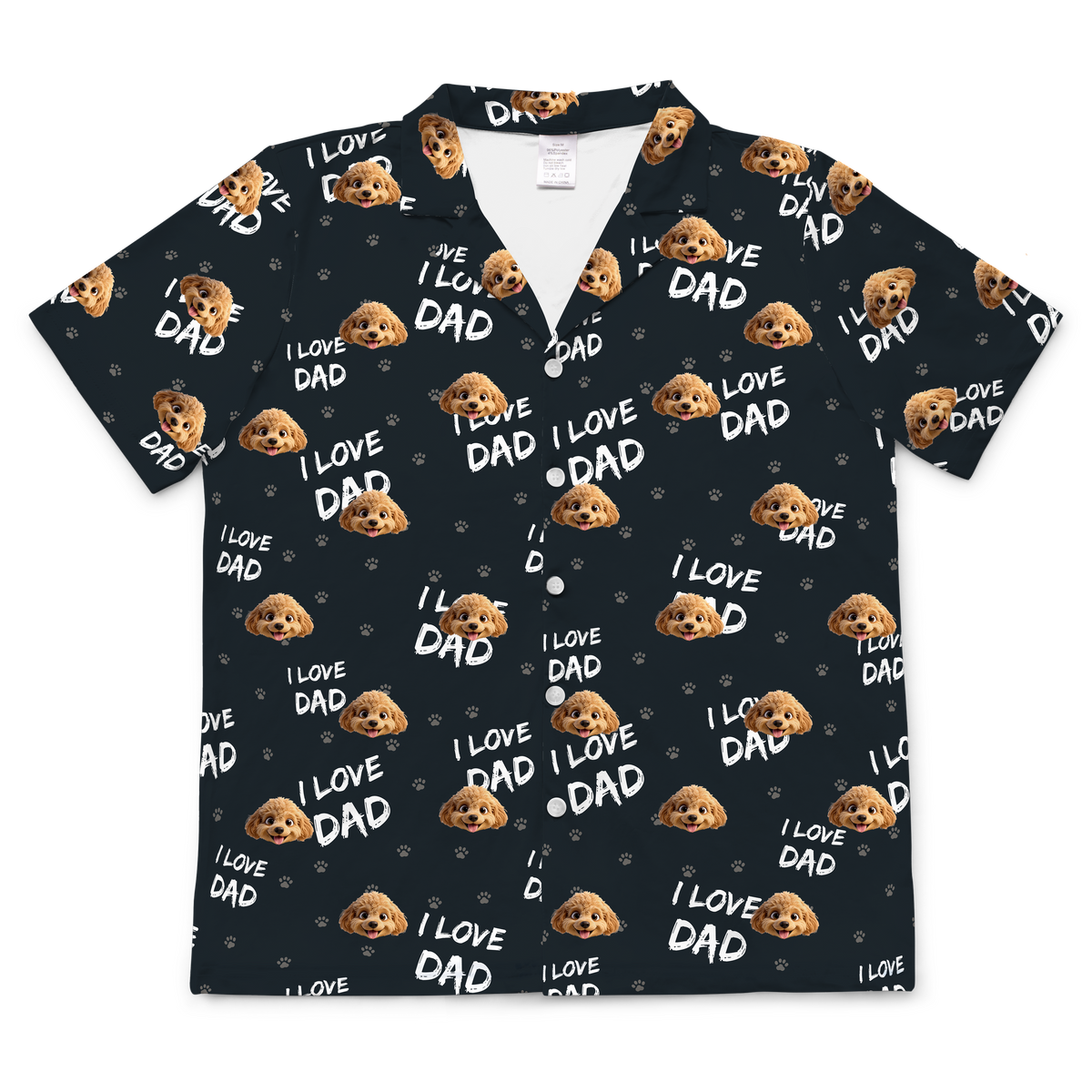 These are cartoon pajama shirt in a black color with repeating pet faces on them[ShortSleevePajamaShirt]