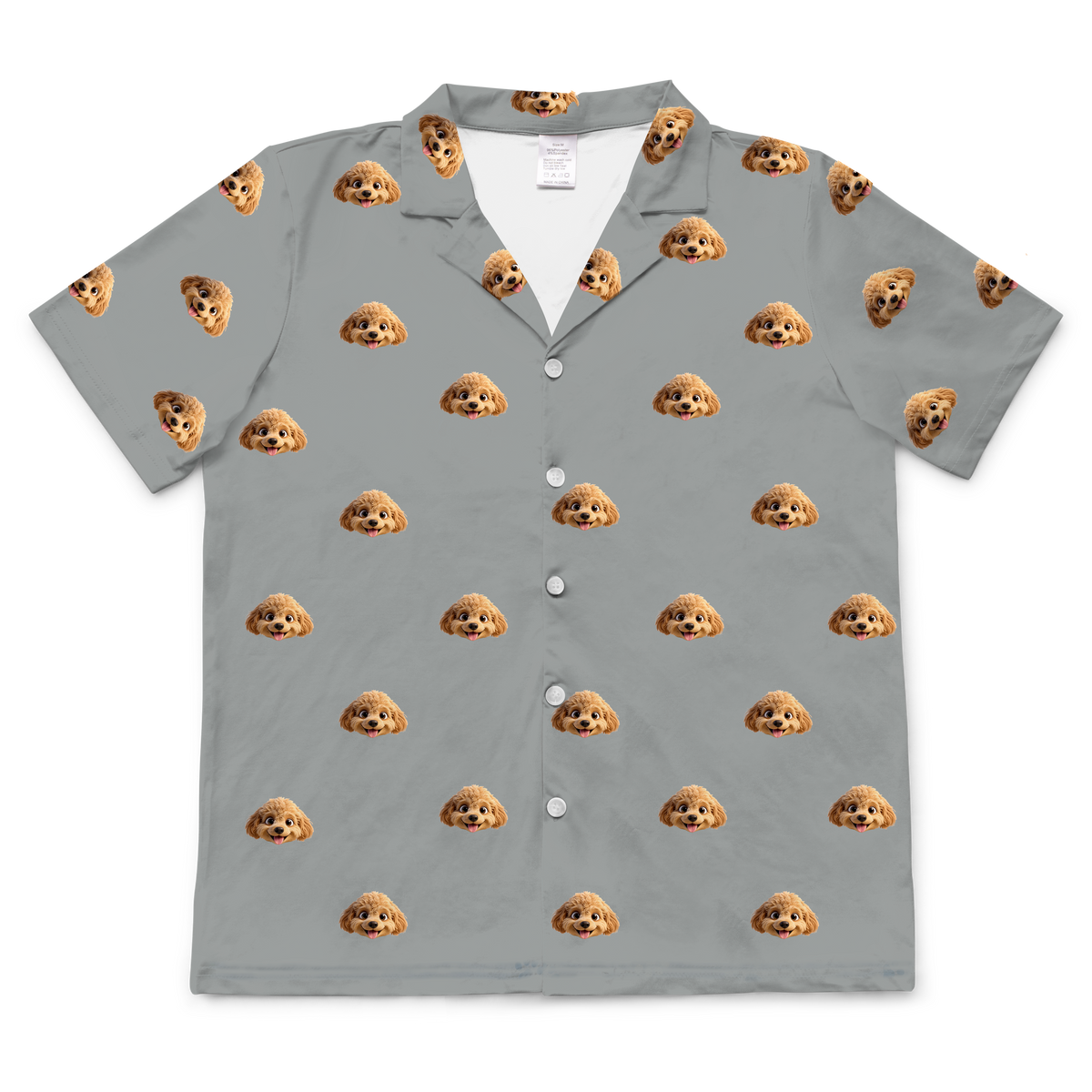 Gray shirt with dog pattern on a white background