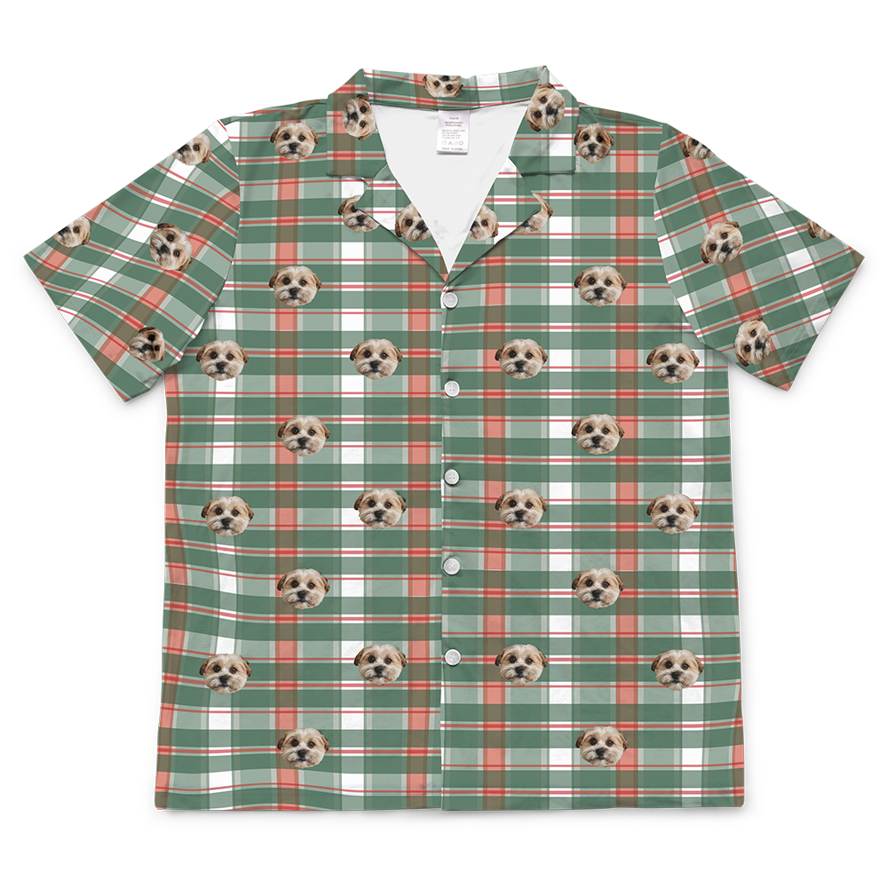 FlannelShortSleevePajamaShirtOnly3PetImages(+$8.00)