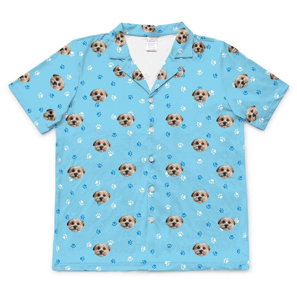 LightBluePawsShortSleevePajamaShirt1Pet