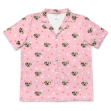 These are pajama shirt in a pink color with repeating pet faces on them[ShortSleevePajamaShirt]