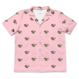 These are pajama shirt in a pink color with repeating pet faces on them[ShortSleevePajamaShirt]