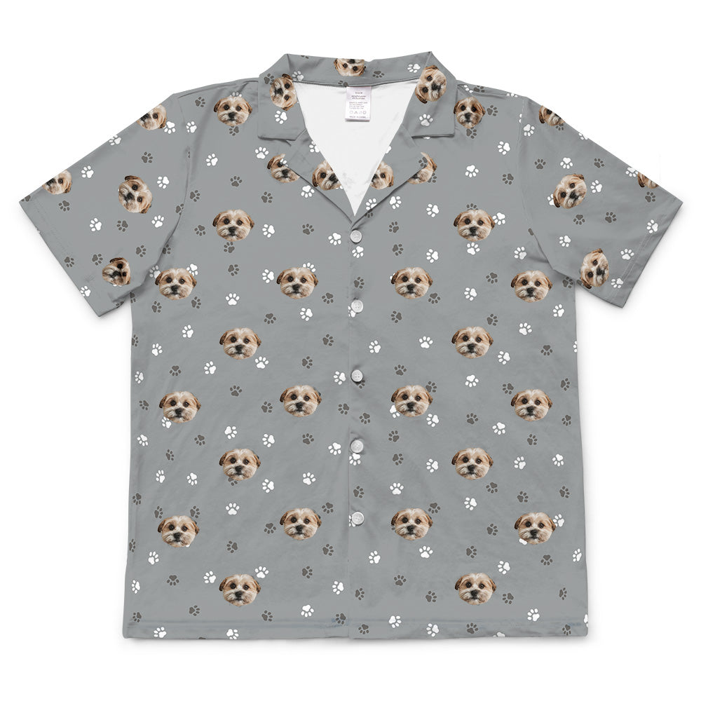 SlateGrayPawsShortSleevePajamaShirt1Pet