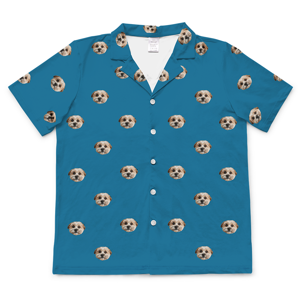 SolidBlueShortSleevePajamaShirt1Pet