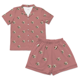 This is a pajama set which contains a short sleeve shirt with buttons and a short pajama[DustyRoseShortSleevePajamaShirt&ShortsSet($79.00)]