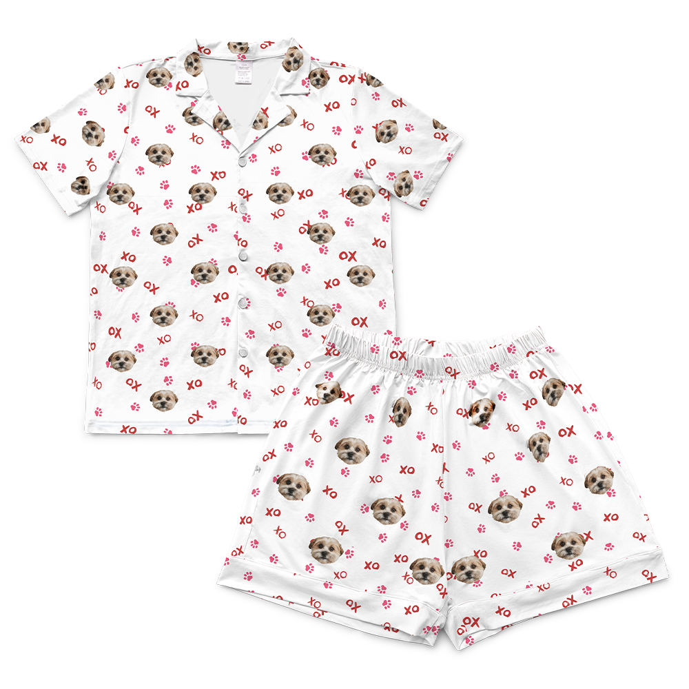 This is a pajama set which contains a short sleeve shirt with buttons and a short pajama[PawfectloveShortSleevePajamaShirt&ShortsSet($79.00)]