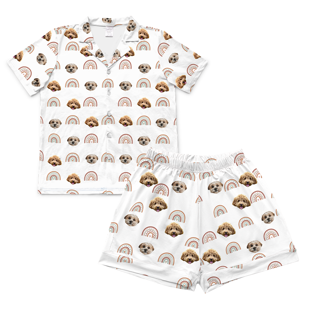 BohoRainbowsBowsShortPajamaSet(Shirt&amp;Shorts)2Pets