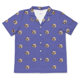 These are pajama shirt in a violet color with repeating pet faces on them[GrapeShortSleevePajamaShirt($45.00)]