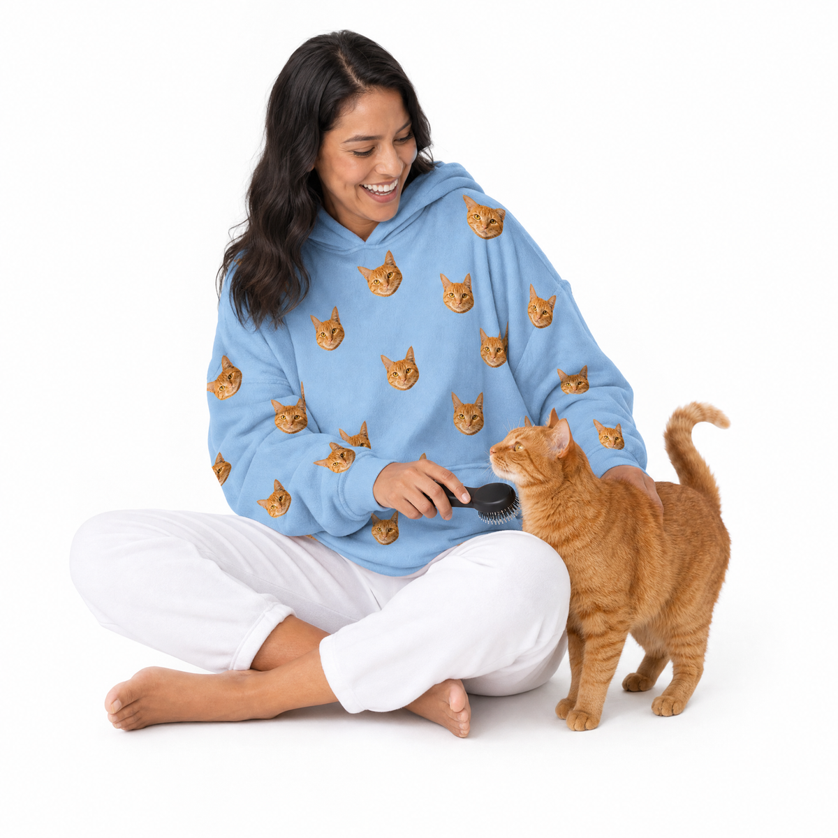 Adult Custom Pet Face Fleece Blanket Hoodie