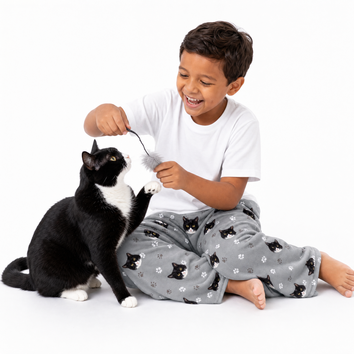 Kids Custom Pet Face Fleece Pajama Pants