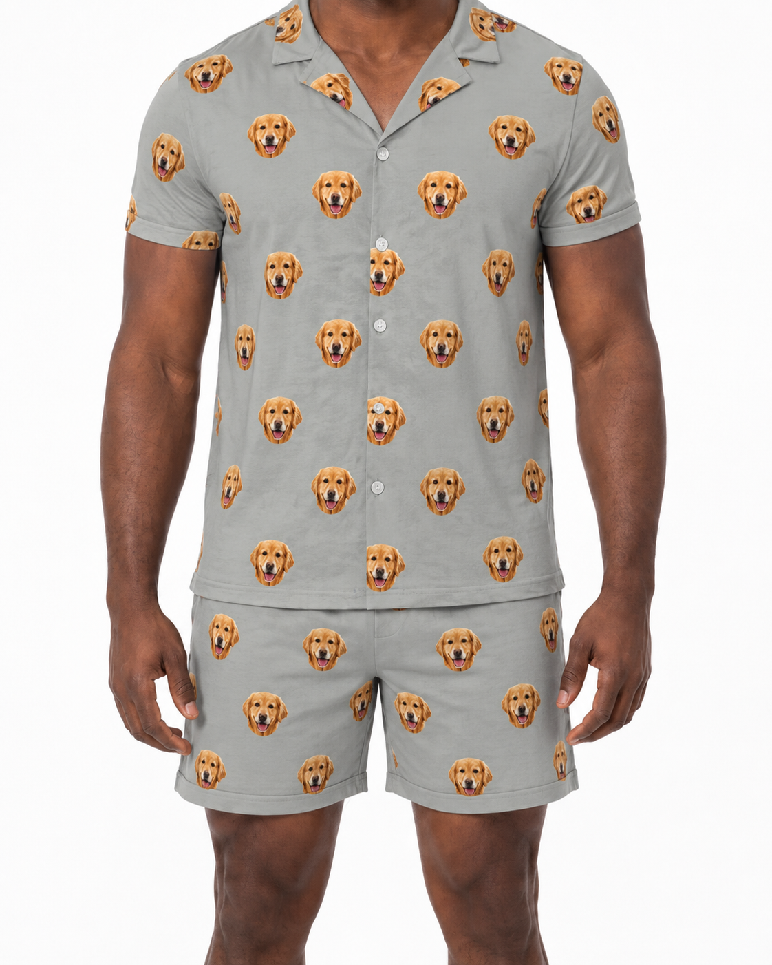 Adult Custom Pet Face Pajamas - Slate Gray