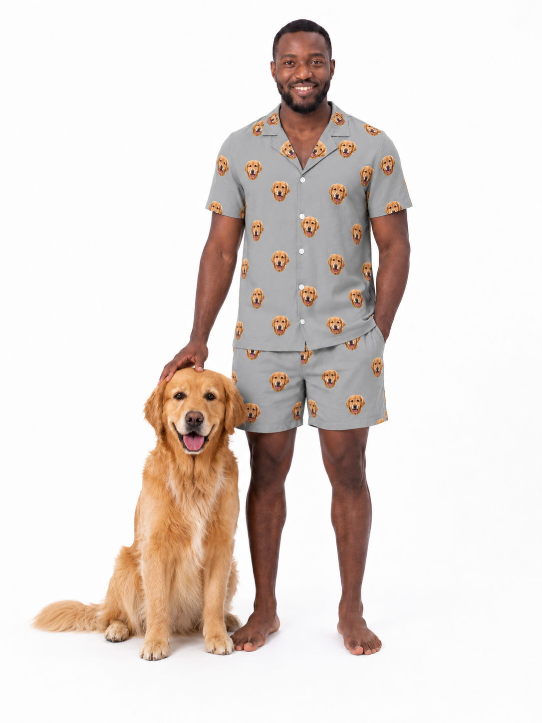 Adult Custom Pet Face Pajamas - Slate Gray