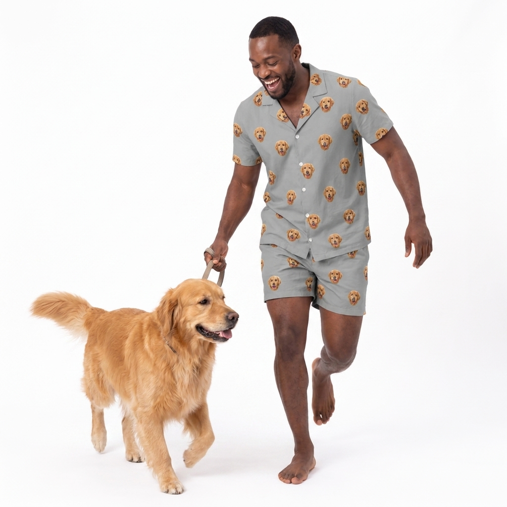 Adult Custom Pet Face Pajamas - Slate Gray