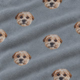 Close-up of the Slate Gray print showing custom pet faces repeated across a gray fabric