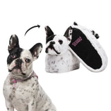 white dog with a white slippers