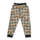 These are sweatpants in a Light Christmas Flannel print with repeating pet faces on them[LightChristmasFlannelSweatpants]