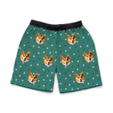 These are sweatshorts in a Green Paws print with repeating pet faces on them[GreenPawsSweatshorts]