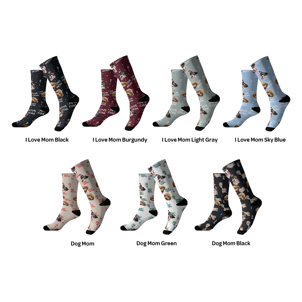 Dog Mom Customized Pet Socks - 2 Pets