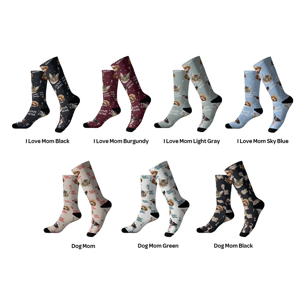 Dog Mom Customized Pet Socks - 3 Pets
