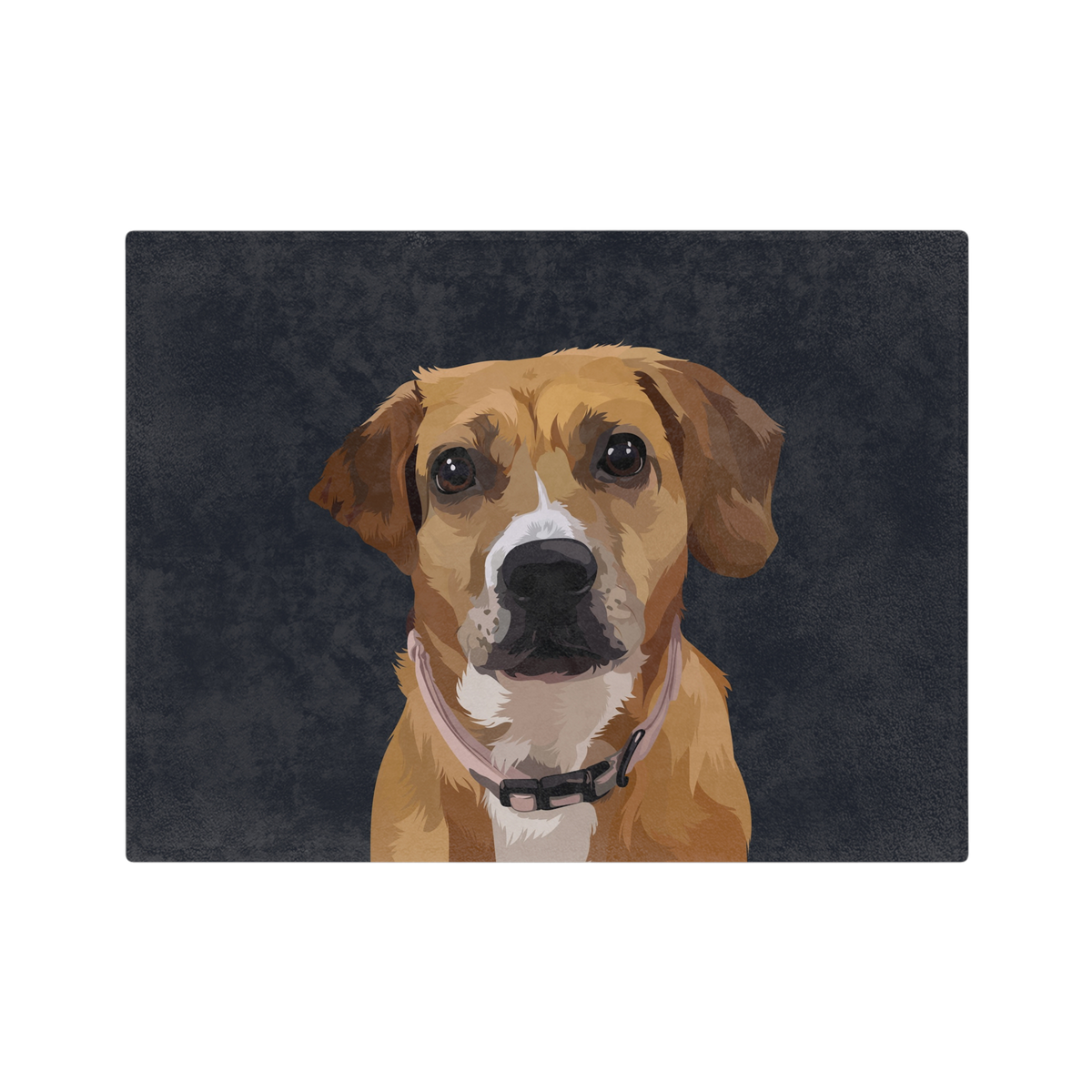 Blanket with a dog's face design on a dark background