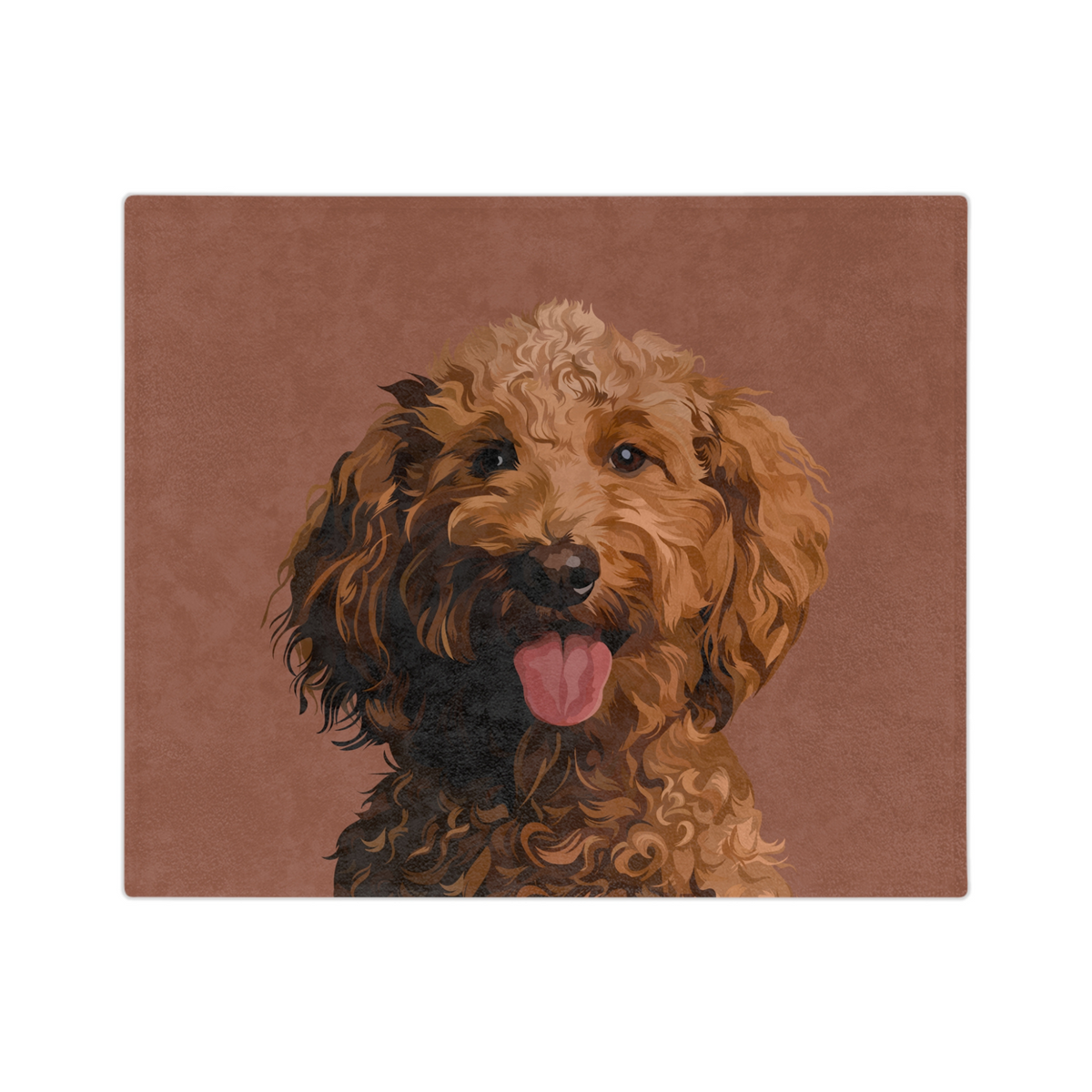 Cocoa blanket with one illustration a pet.