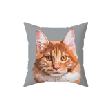 Gray pillow with paws, it features an illustration of a cat. [SlateGrayHandIllustration]